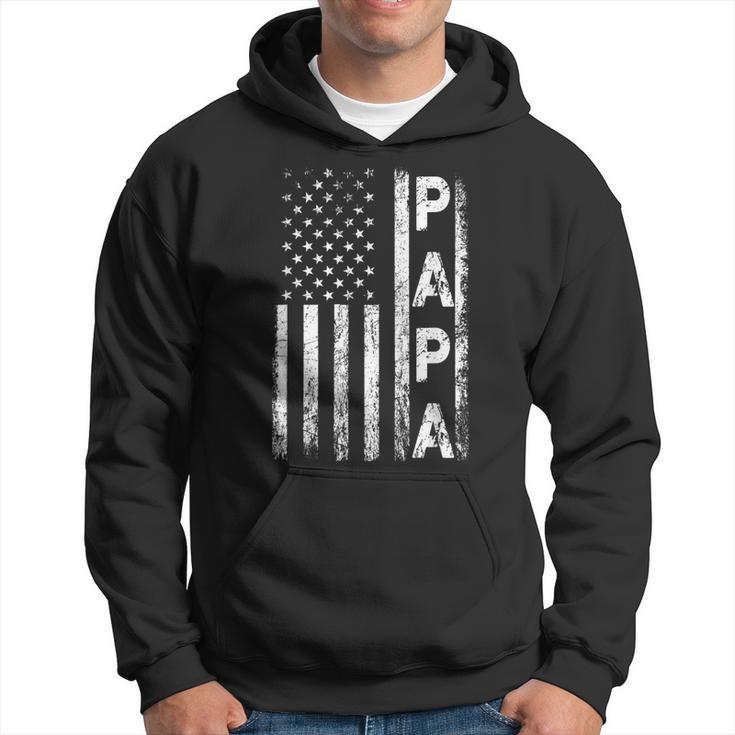 Papa Vintage American Flag Fathers Day 4Th Of July Grandpa Gift For Mens Hoodie