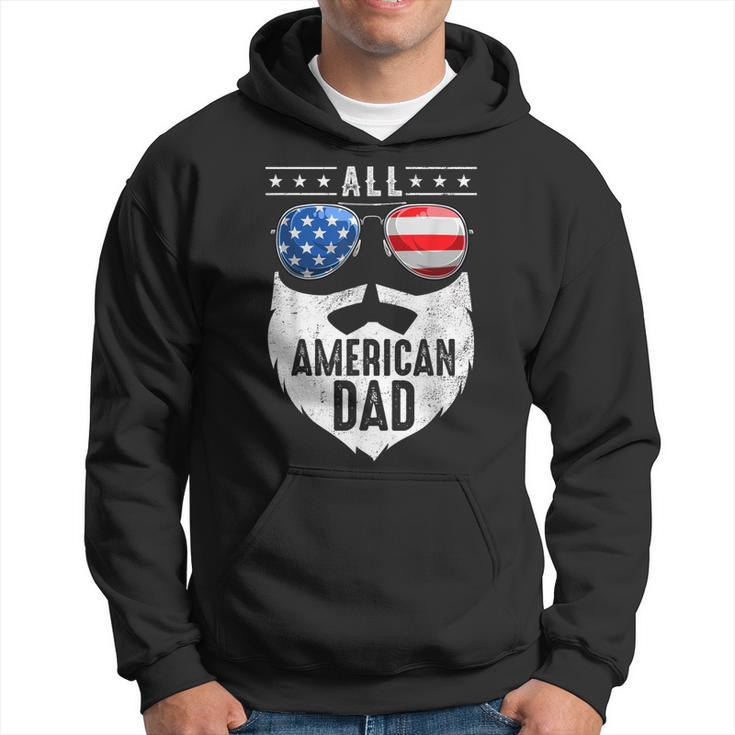 Patriotic Dad Beard Fathers Day All American Dad 4Th Of July Hoodie