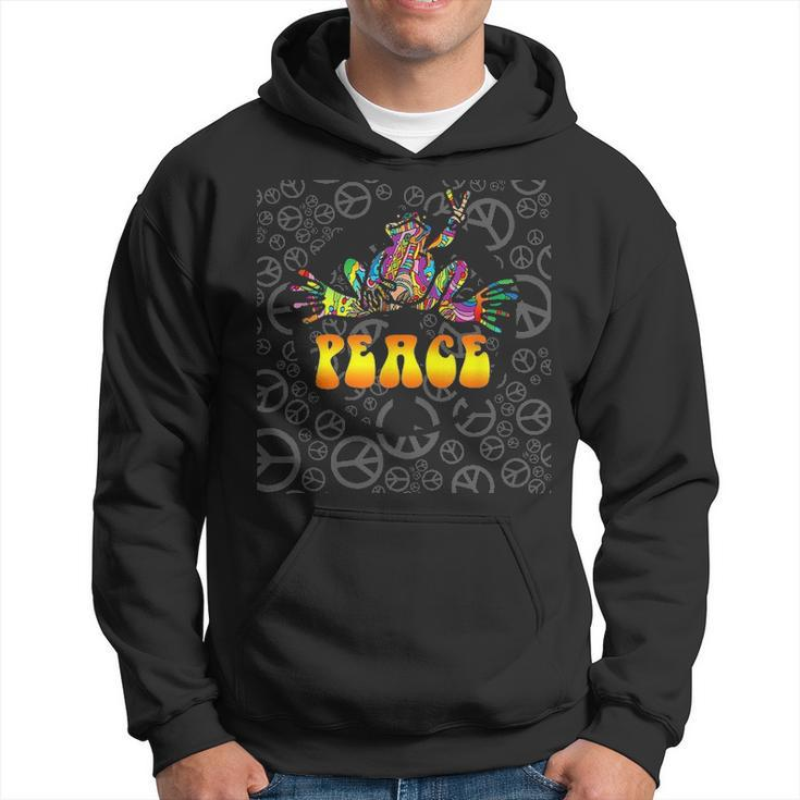 Peace Frog Hippie Vintage Peace Sign Gift V2 Hoodie