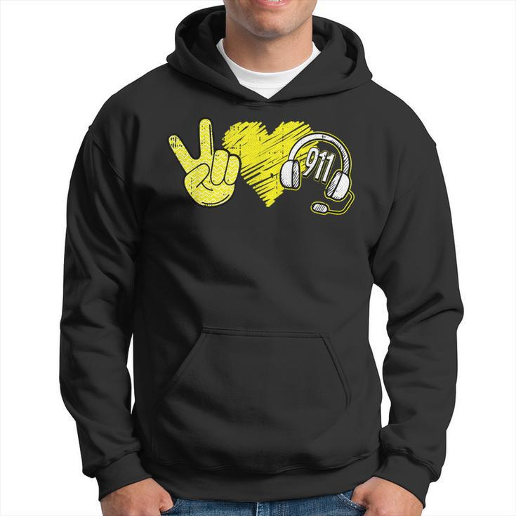 Peace Love 911 Dispatcher Thin Gold Line Dispatch Operator  Hoodie
