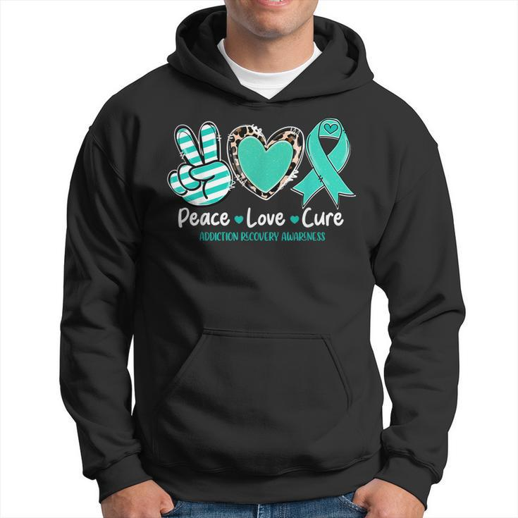 Peace Love Cure Addiction Recovery Awareness Support  Hoodie