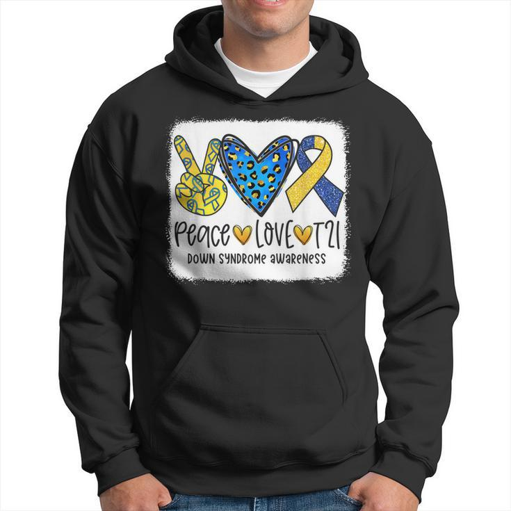 Peace Love T21 Cure Blue Yellow Down Syndrome Awareness  Hoodie