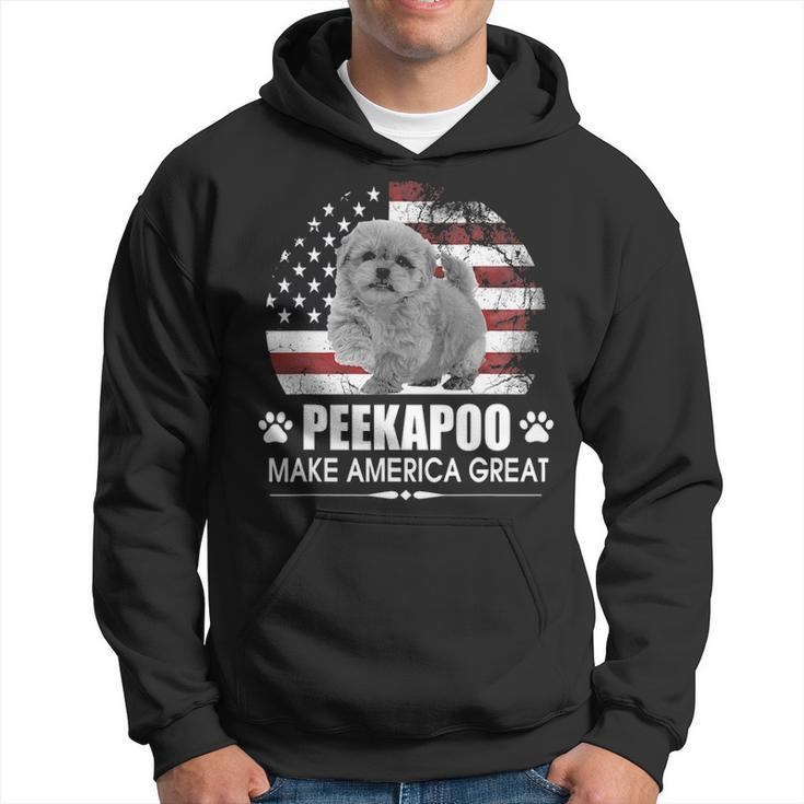 Peekapoo Dog Make America Great Dog Flag Patriotic Hoodie