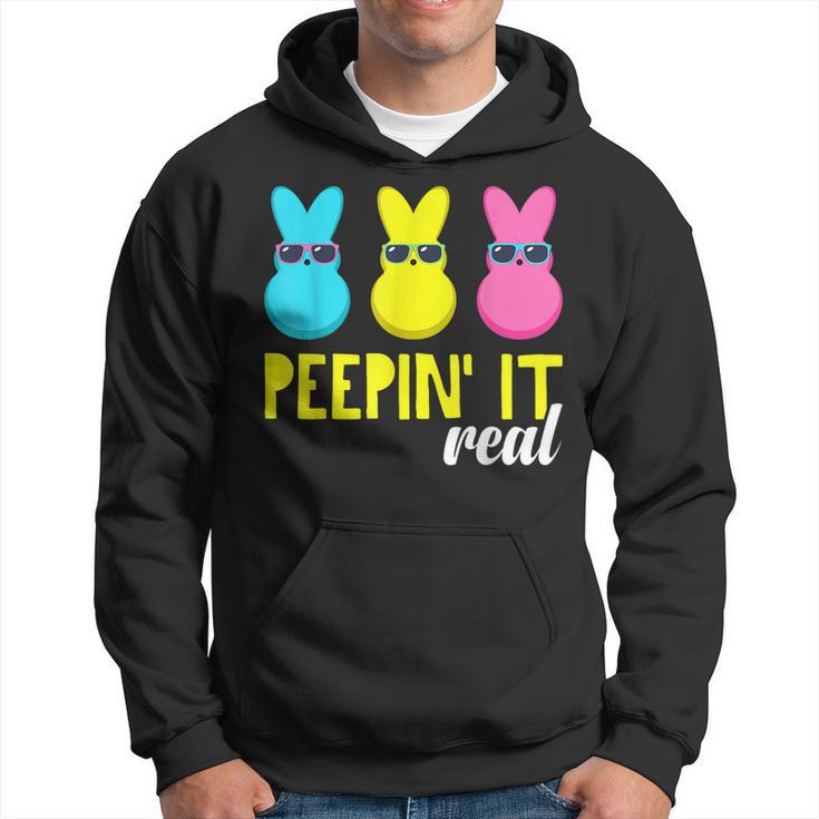 Peepin It Real T  Happy Easter Bunny Egg Hunt Funny  Hoodie