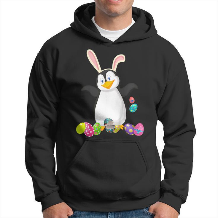 Penguin And Bunny Rabbit Hat Easter Eggs Happy Day T Shirt Hoodie