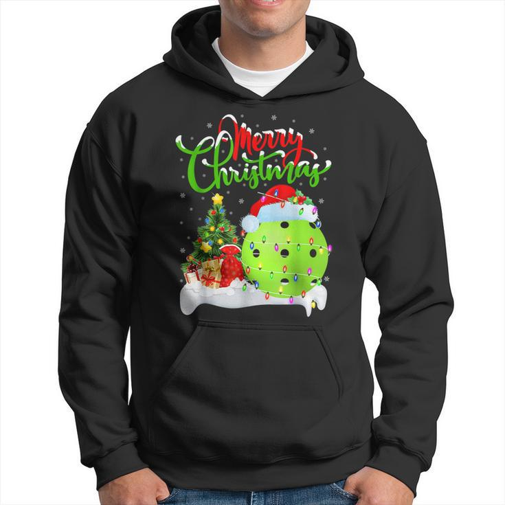 Pickleball Xmas Reindeer Santa Hat Pickleball Christmas 2022  Men Hoodie Graphic Print Hooded Sweatshirt