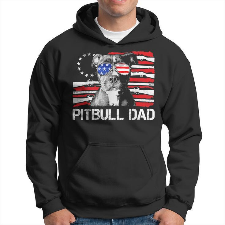 Pitbull Dad Gun Rights American Flag 4Th Of July Dog Lover Men Hoodie