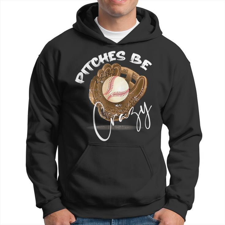 Pitches Be Crazy Vintage Softball Pitcher Player Aesthetic  Hoodie