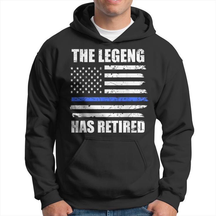 Police Officer The Legend Has Retired American Flag Cop Hoodie
