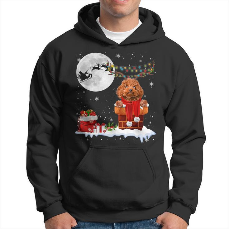 Poodle Christmas Tree Lights Pajama Dog Lover Santa Xmas  Men Hoodie Graphic Print Hooded Sweatshirt