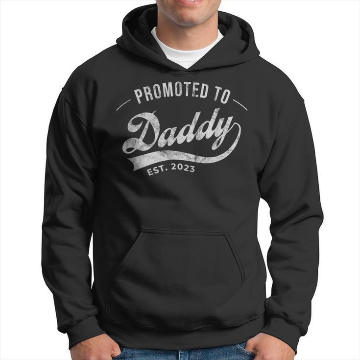 Promoted To Daddy 2023 Funny Humor New Dad Baby First Time Gift For Mens Hoodie