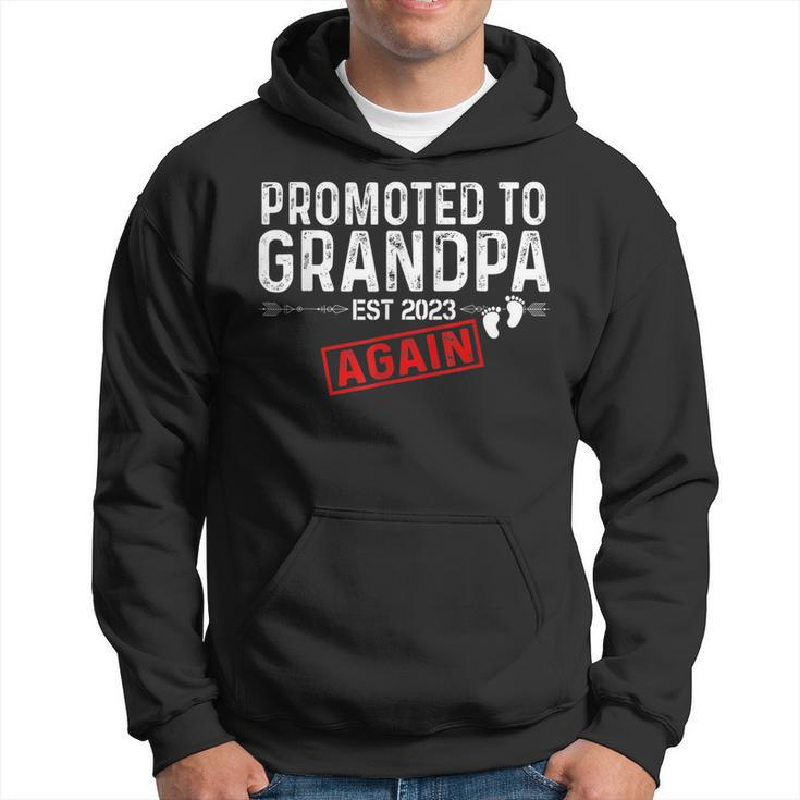 Promoted To Grandpa Again Est 2023  Baby Announcement Gift For Mens Hoodie