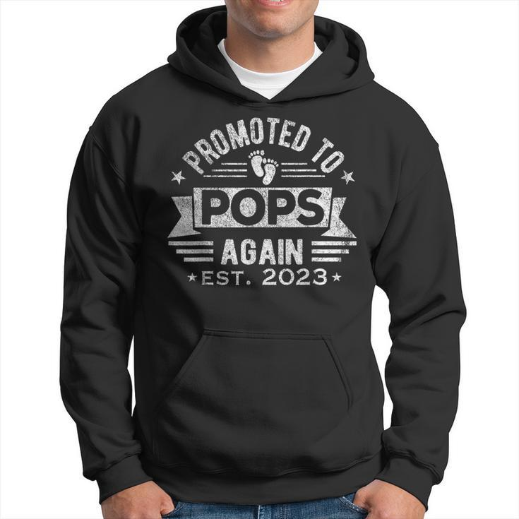 Promoted To Pops Again 2023 Grandpa Papa Pops Pop Retro Hoodie