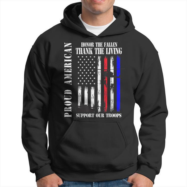 Proud American Honor The Fallen Thank You Veterans Usa Flag Hoodie