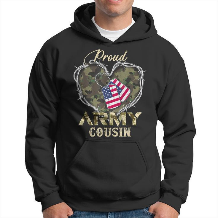 Proud Army Cousin With Heart American Flag For Veteran  Hoodie
