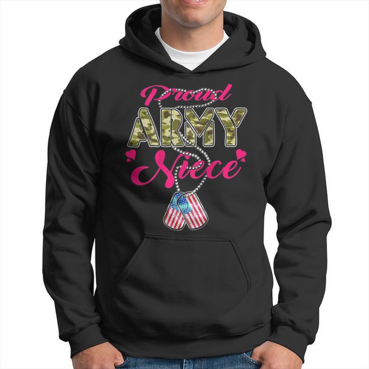 Proud Army Niece Us Flag Camo Dog Tags Pride Military Family  Hoodie