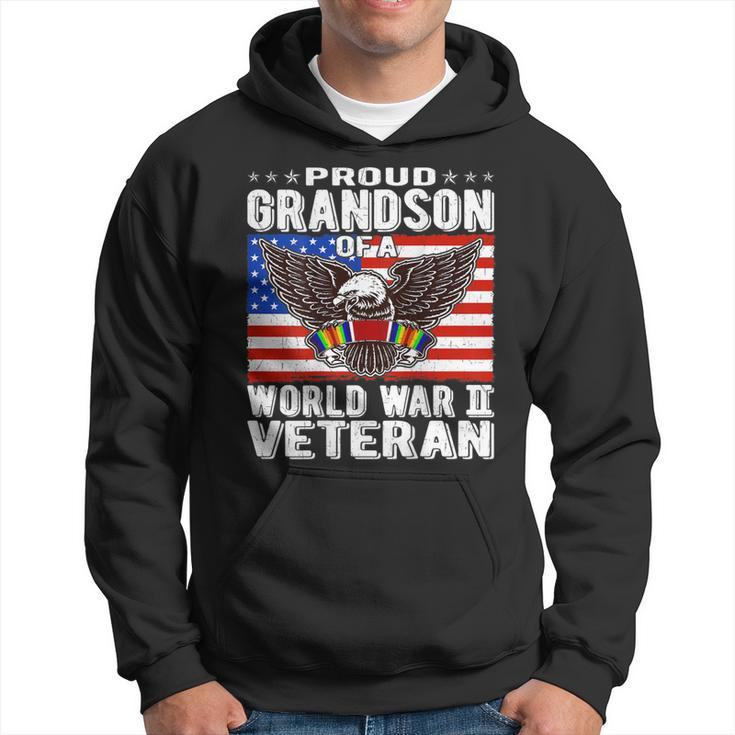 Proud Grandson Of A World War 2 Veteran - Patriotic Ww2 Gift Men Hoodie Graphic Print Hooded Sweatshirt