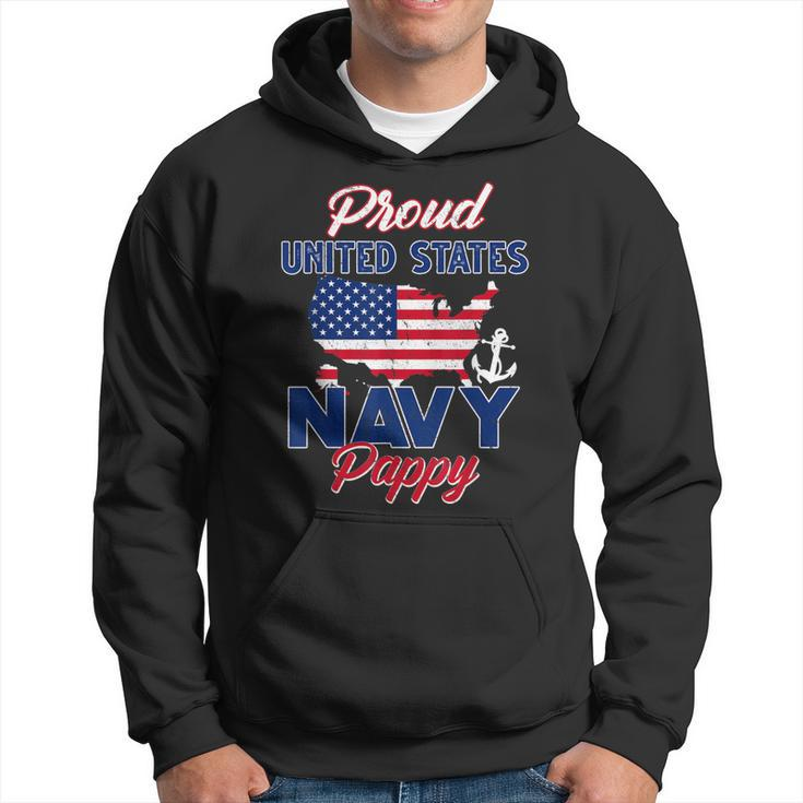 Proud Navy Pappy Us Flag Family S Army Military Men Hoodie Graphic Print Hooded Sweatshirt