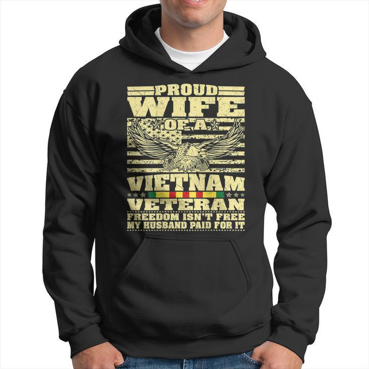 Proud Wife Of Vietnam Veteran - Military Freedom Isnt Free  Men Hoodie Graphic Print Hooded Sweatshirt