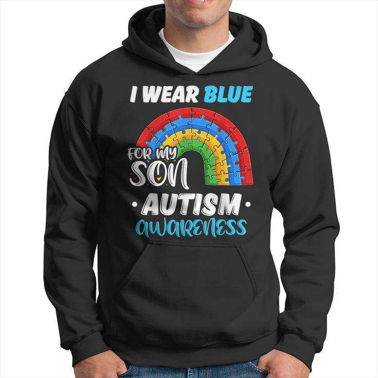 Rainbow Puzzle Autism I Wear Blue For Son Autism Awareness  Hoodie