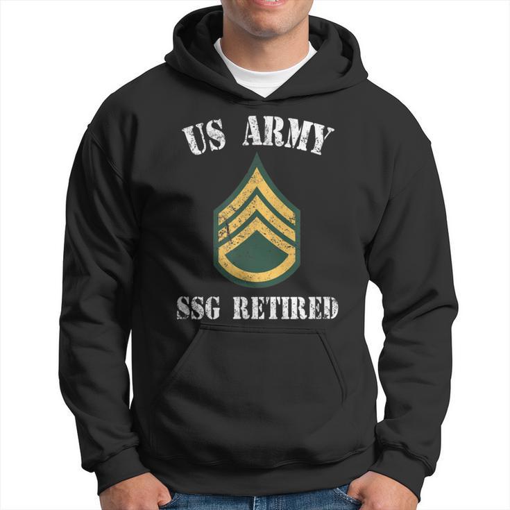 Retired Army Staff Sergeant Military Veteran Retiree Men Hoodie Graphic Print Hooded Sweatshirt