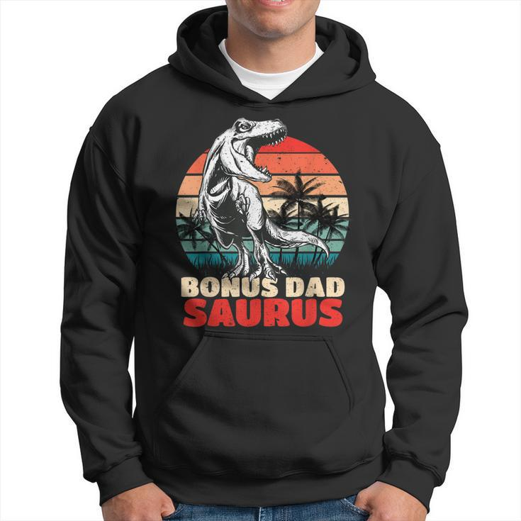 Retro Bonus Dadsaurus Rex Funny Bonus Dad Saurus Dinosaur Hoodie