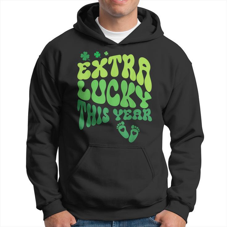 Retro Extra Lucky This Year Funny St Patrick Pregnancy  Hoodie