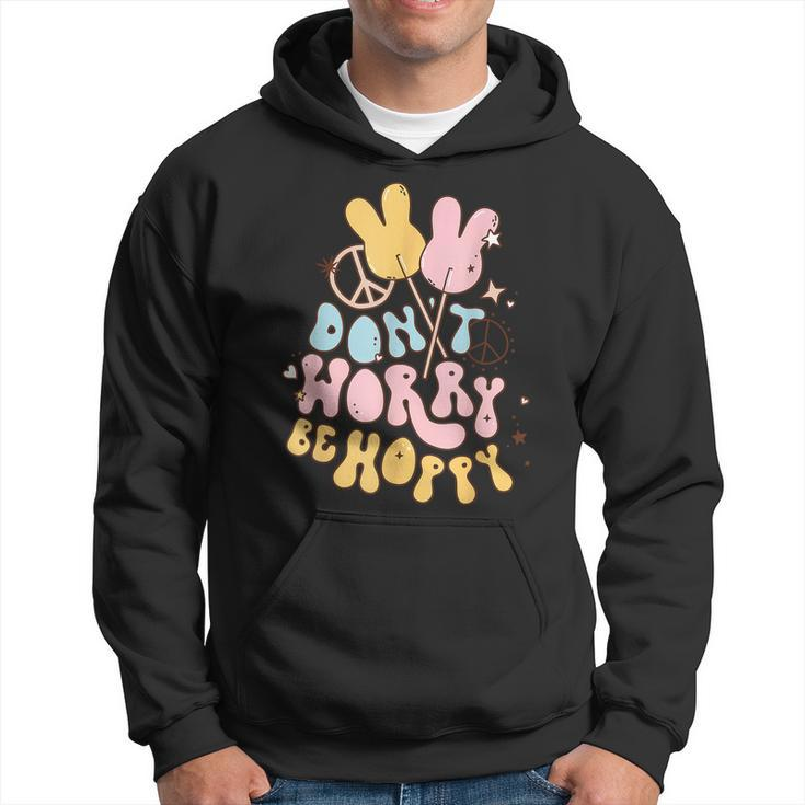 Retro Groovy Easter Bunny Happy Easter Dont Worry Be Hoppy  Hoodie