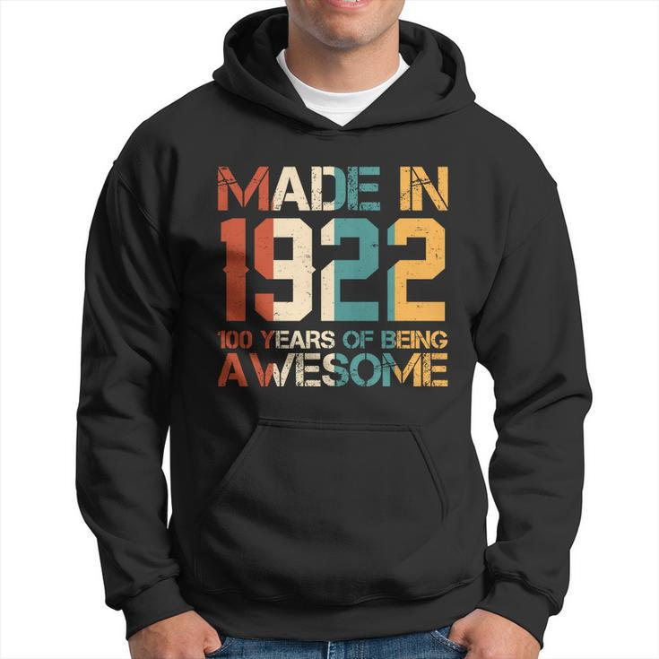 Retro Made In 1922 100 Years Of Being Awesome Birthday Hoodie
