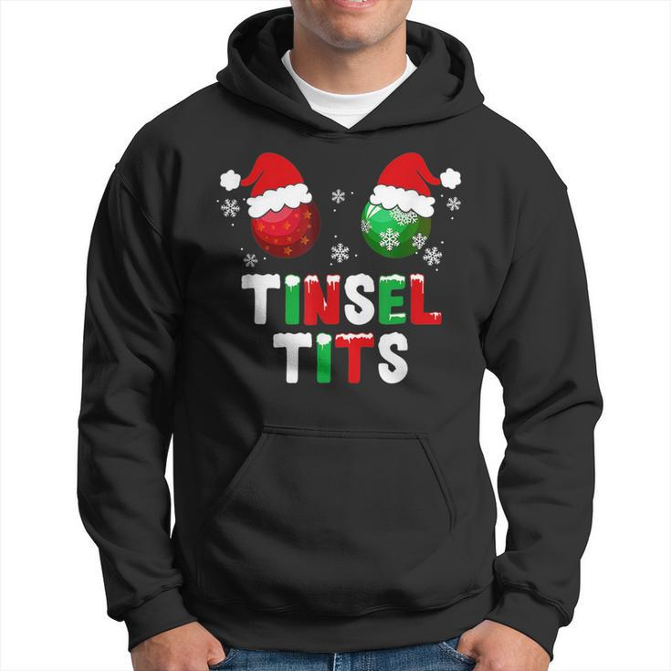 Retro Tinsel Tits And Jingle Balls Funny Matching Christmas  Men Hoodie Graphic Print Hooded Sweatshirt