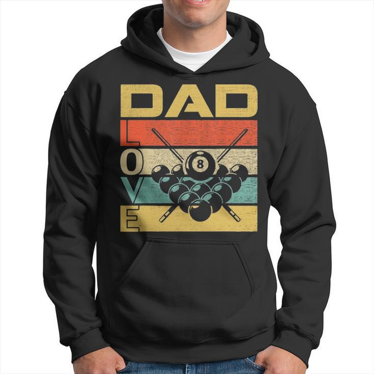 Retro Vintage Dad Love Billiards Funny Fathers Day Gift Hoodie