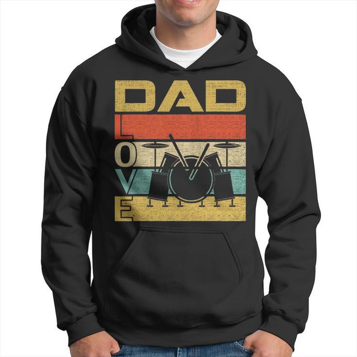 Retro Vintage Dad Love Drums Funny Fathers Day Cool Gift Hoodie