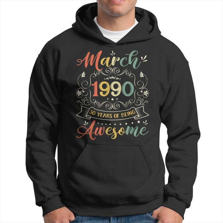 Retro Vintage March 1990 30Th Birthday Gift 30 Years Old  Hoodie