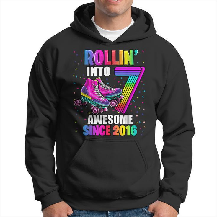 Rollin Into 7 Awesome 2016 Roller Skating 7Th Birthday Girls  Hoodie