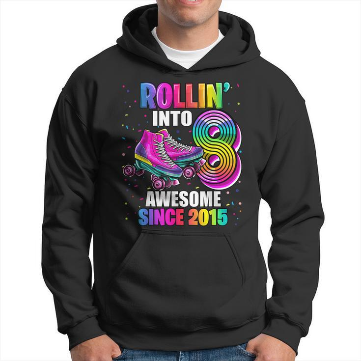 Rollin Into 8 Awesome 2015 Roller Skating 8Th Birthday Girls  Hoodie