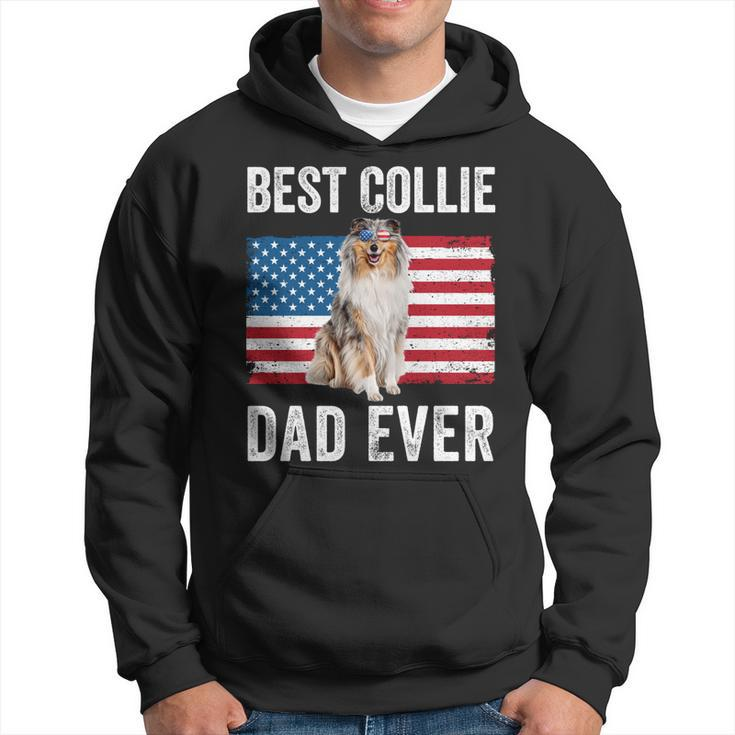 Rough Collie Dad American Flag Collie Dog Lover Owner Men Hoodie