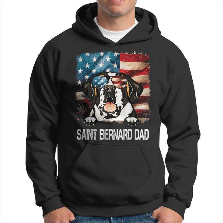 Saint Bernard Dad American Flag 4Th Of July Dog Fathers Day Gift For Mens Hoodie