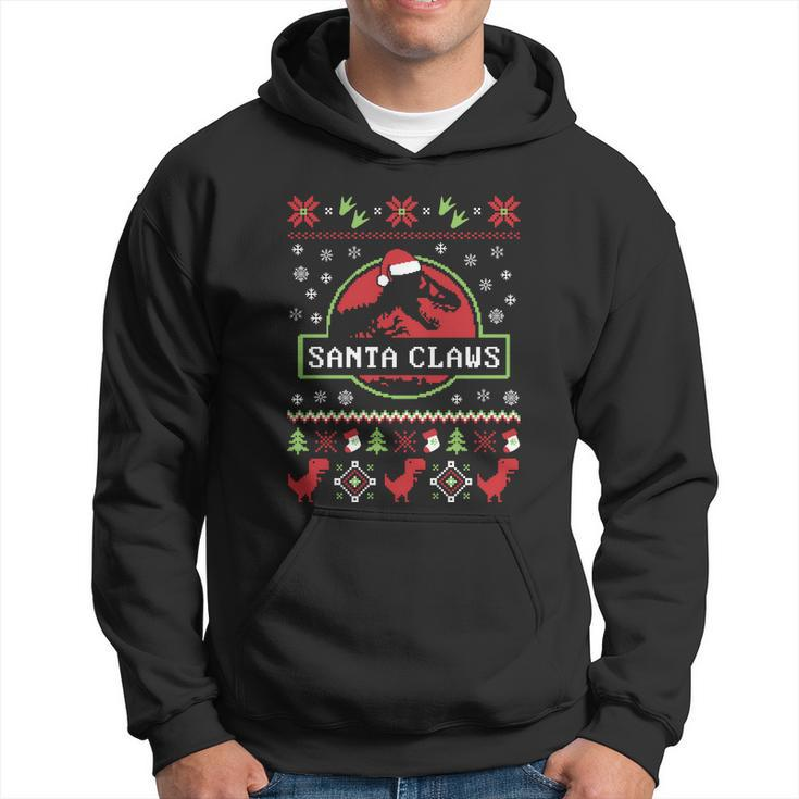 Santa Claws Jurassic Ugly Christmas Sweater Hoodie