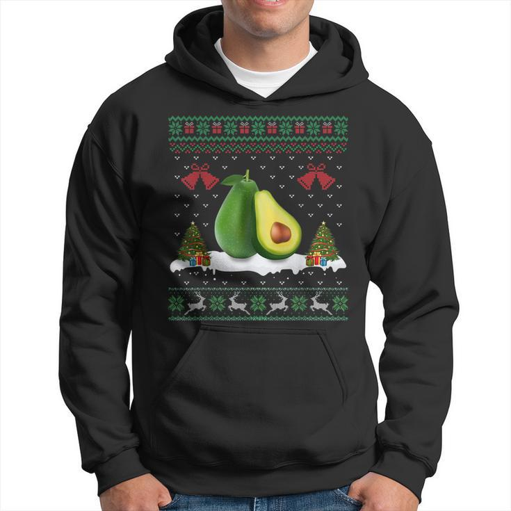 Santa Hat Avocado Fruit Xmas Lighting Ugly Avocado Christmas  Men Hoodie Graphic Print Hooded Sweatshirt