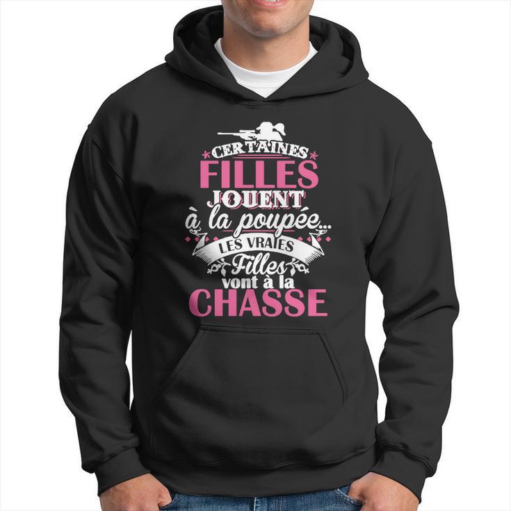 Schwarzes Damen-Hoodie mit Jagd-Motiv, Französischer Spruch