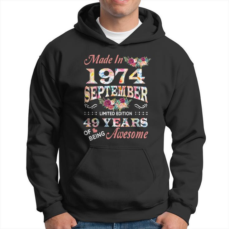 September 1974 Flower 49 Years Of Being Awesome  Hoodie