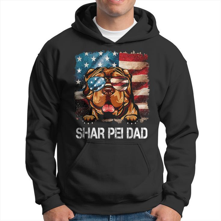 Shar Pei Dad American Flag 4Th Of July Dog Fathers Day Gift For Mens Hoodie
