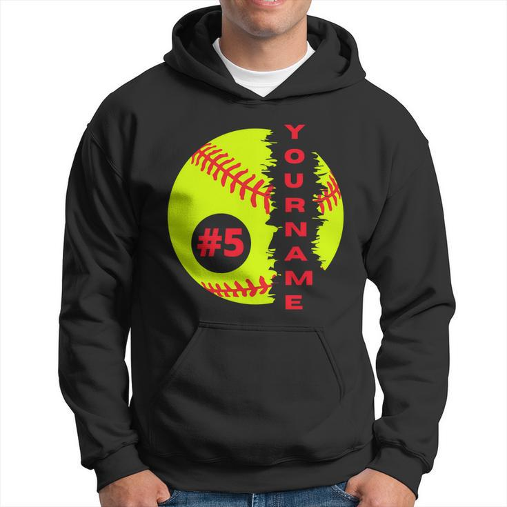 Softball Custom Name And Number Sport Lover Sport Player Personalized Men Hoodie