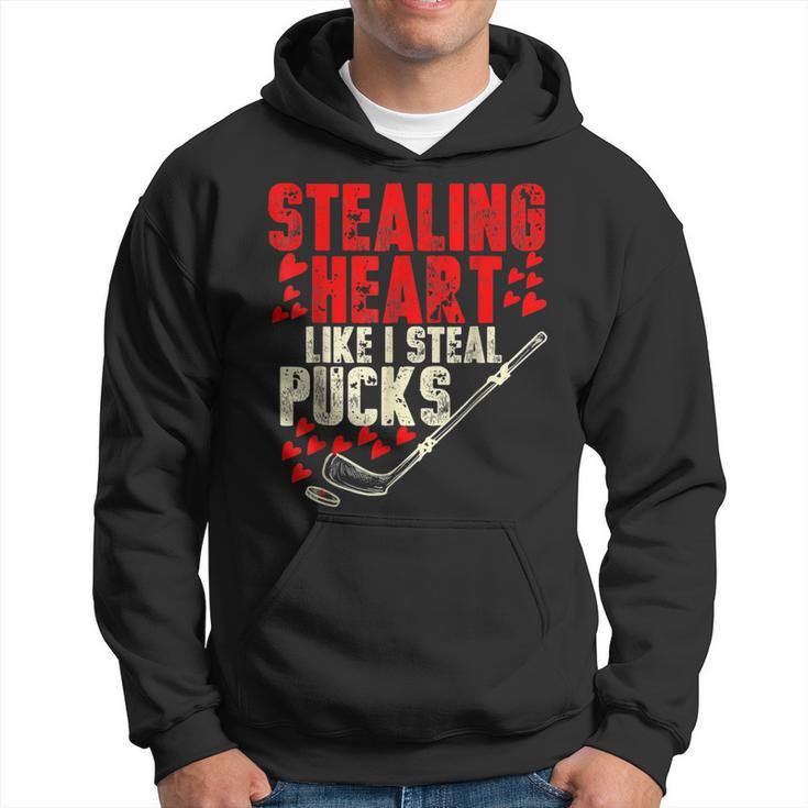 Stealing Heart Like I Steal Pucks Funny Valentine Ice Hockey  V2 Hoodie
