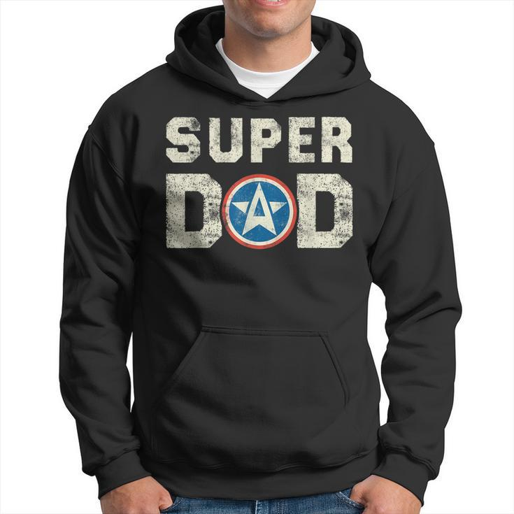 Super Dad Superhero Super Dad Father Hero Star Shield Gift For Mens Hoodie