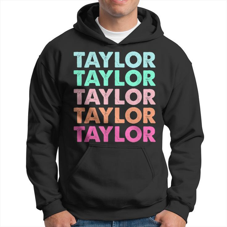 Swiftie Merch Funny Modern Repeated Text First Name Taylor Hoodie