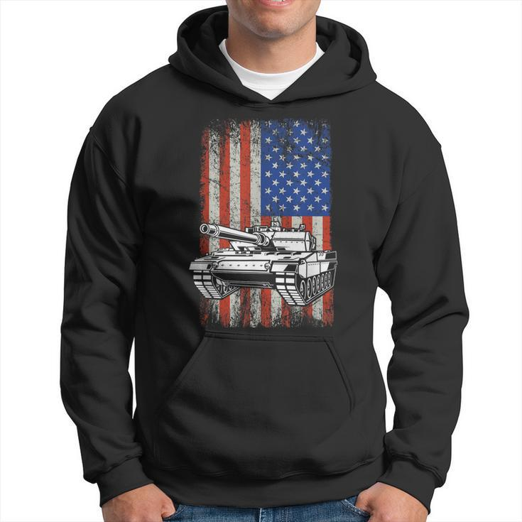 Tank American Flag Veteran Military Funny Gift Hoodie
