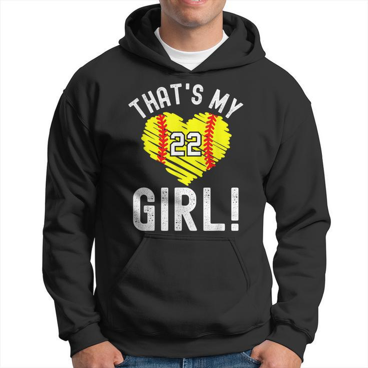 Thats My Girl Vintage Number 22 Heart Softball Mom Dad  Hoodie