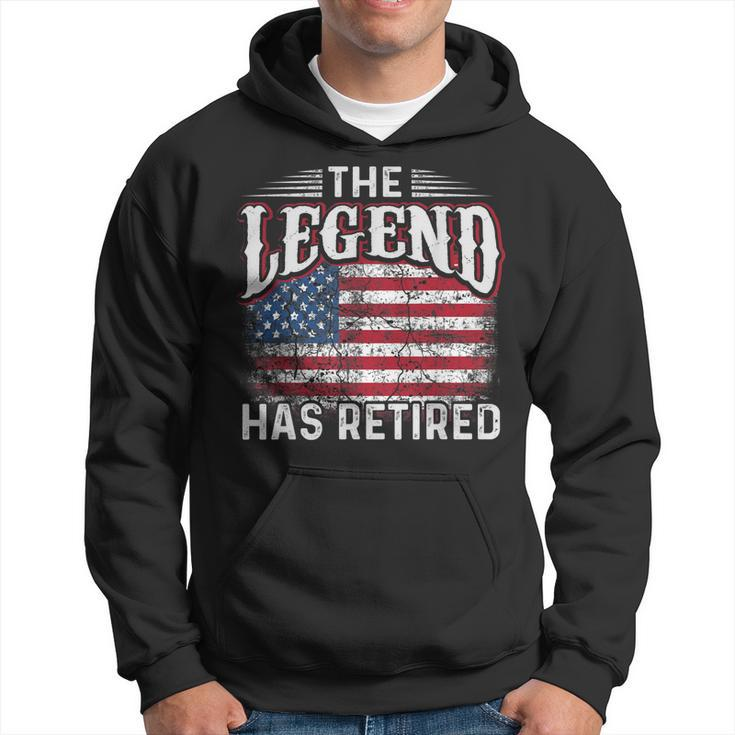 The Legend Has Retired Usa Flag Retirement Hoodie