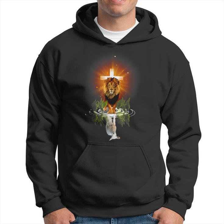 The Lion And The Lamb Water Reflection Jesus Christian  Hoodie